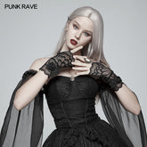 WS-285 Gothic black Lace Tulle Glove - One Pair?-??Punk Rave Clothing