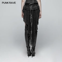 WK-354 Gothic Swallow Tail Dress Shorts With Lace Pleat Streamers?-??Punk Rave Clothing