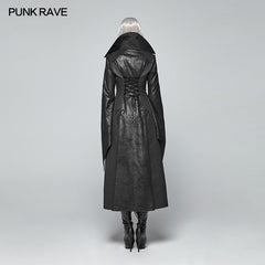 WY-984 Gothic Judge Standing Collar PU Long Coat?-??Punk Rave Clothing