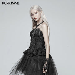 WLY-087 Lolita black Elf Lace Corset With Lace-up Back?-??Punk Rave Clothing
