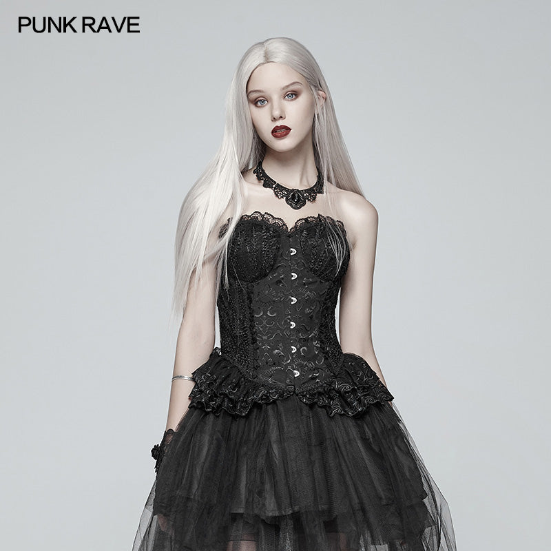 WLY-087 Lolita black Elf Lace Corset With Lace-up Back?-??Punk Rave Clothing