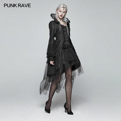 WY-1022 Gothic Translucent Standing Collar Lace Dress Coat?-??Punk Rave Clothing