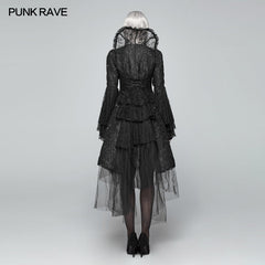 WY-1022 Gothic Translucent Standing Collar Lace Dress Coat?-??Punk Rave Clothing