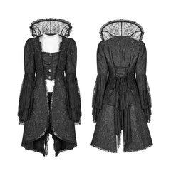 WY-1022 Gothic Translucent Standing Collar Lace Dress Coat?-??Punk Rave Clothing