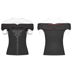 OT-545 Gothic Off-shoulder Short T-shirt?-??Punk Rave Clothing
