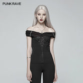 OT-545 Gothic Off-shoulder Short T-shirt?-??Punk Rave Clothing