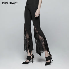 WK-347 Gothic Flared Lace Leggings For Women With Cross Decoration?-??Punk Rave Clothing