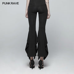 WK-347 Gothic Flared Lace Leggings For Women With Cross Decoration?-??Punk Rave Clothing