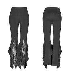 WK-347 Gothic Flared Lace Leggings For Women With Cross Decoration?-??Punk Rave Clothing