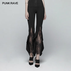 WK-347 Gothic Flared Lace Leggings For Women With Cross Decoration?-??Punk Rave Clothing