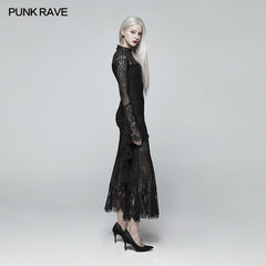 WQ-382 Gothic Daily Wear Long Sleeves Lace Dress?-??Punk Rave Clothing
