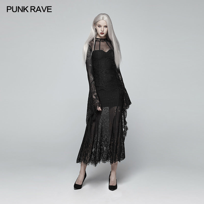 WQ-382 Gothic Daily Wear Long Sleeves Lace Dress?-??Punk Rave Clothing