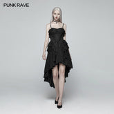 WQ-387 Gothic Strapless High Low Dress With Detachable Shoulder Strap?-??Punk Rave Clothing