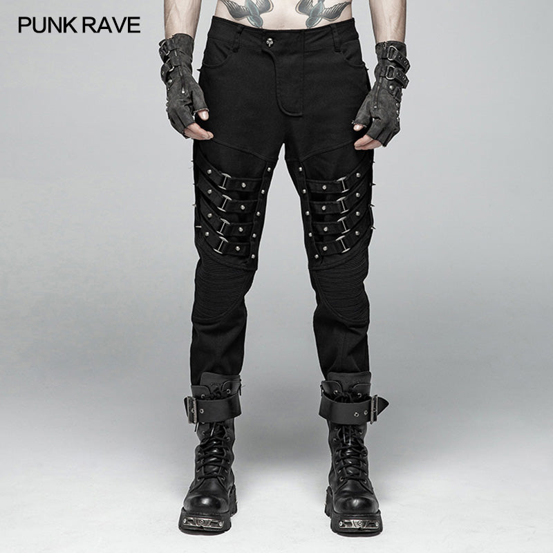 WK-357 Punk Men Heavy Metal Trousers With Metal Tip Rivet?-??Punk Rave Clothing