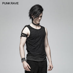 WT-558 PUNK Simple Vest For Men With Detachable Right Shoulder Tab?-??Punk Rave Clothing