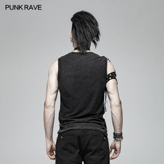 WT-558 PUNK Simple Vest For Men With Detachable Right Shoulder Tab?-??Punk Rave Clothing