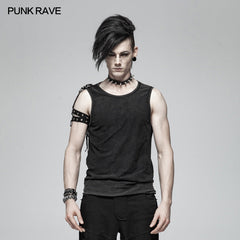 WT-558 PUNK Simple Vest For Men With Detachable Right Shoulder Tab?-??Punk Rave Clothing
