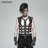 WT-565 Men Punk Personality Skeleton PU Vest?-??Punk Rave Clothing