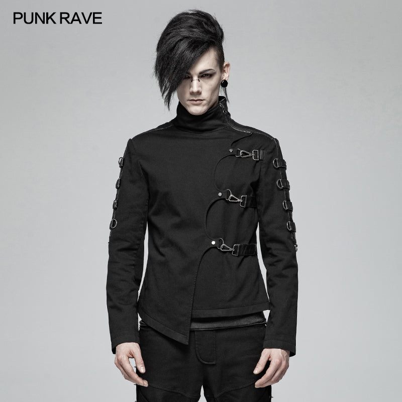 WY-1017 Men Punk Non-stretchy Asymmetric Short Coat?-??Punk Rave Clothing