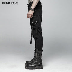 WK-364 Punk Dark Knit Trousers Carrot Pants With Three-dimensional Pockets Decoration?-??Punk Rave Clothing