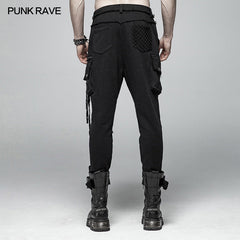 WK-364 Punk Dark Knit Trousers Carrot Pants With Three-dimensional Pockets Decoration?-??Punk Rave Clothing