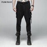 WK-364 Punk Dark Knit Trousers Carrot Pants With Three-dimensional Pockets Decoration?-??Punk Rave Clothing
