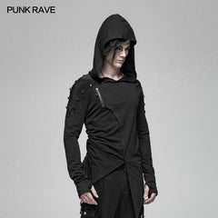 WT-562 Dark Punk Hooded Thin Asymmetry Sweatshirt For Men?-??Punk Rave Clothing