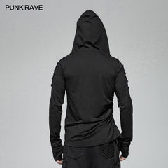 WT-562 Dark Punk Hooded Thin Asymmetry Sweatshirt For Men?-??Punk Rave Clothing