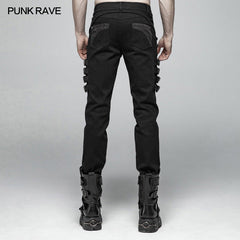 WK-365 Men Punk Water-washed Elastic Trousers?-??Punk Rave Clothing