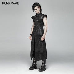 WY-1018 Punk Armor Long Vest Coat With PU Leather Buckle?-??Punk Rave Clothing