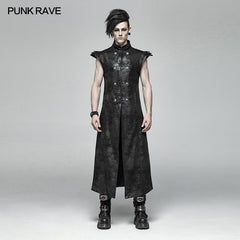 WY-1018 Punk Armor Long Vest Coat With PU Leather Buckle?-??Punk Rave Clothing