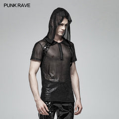 WT-566 Punk Perspective Hooded Tulle T-shirt?-??Punk Rave Clothing