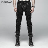 WK-368 Men Punk Vintage Trousers With Detachable Personality Cover?-??Punk Rave Clothing
