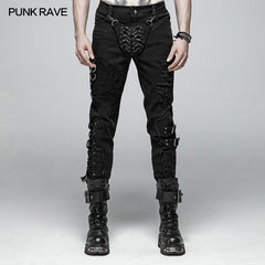 WK-368 Men Punk Vintage Trousers With Detachable Personality Cover?-??Punk Rave Clothing