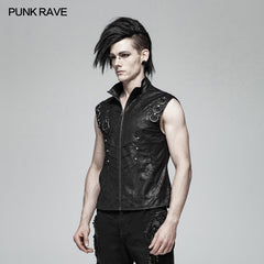 WY-990 Men Punk Standing Collar Sleeveless Vest?-??Punk Rave Clothing
