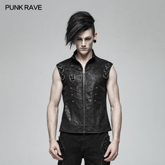 WY-990 Men Punk Standing Collar Sleeveless Vest?-??Punk Rave Clothing