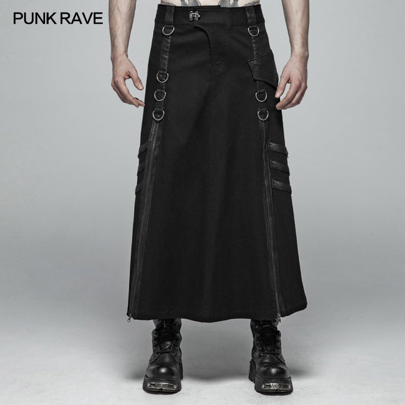 WQ-399 Mens Punk Long Half Skirt?-??Punk Rave Clothing