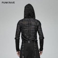 WT-559 Men Punk Dark Printing Long Sleeves Hooded T-shirt?-??Punk Rave Clothing