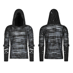 WT-559 Men Punk Dark Printing Long Sleeves Hooded T-shirt?-??Punk Rave Clothing