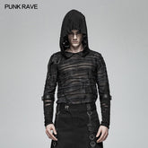 WT-559 Men Punk Dark Printing Long Sleeves Hooded T-shirt?-??Punk Rave Clothing