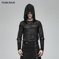 WT-559 Men Punk Dark Printing Long Sleeves Hooded T-shirt?-??Punk Rave Clothing