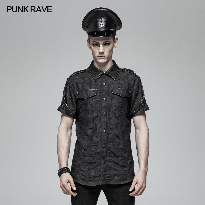 WY-1006 Men Punk Simple Short Sleeve Shirt?-??Punk Rave Clothing