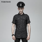 WY-1006 Men Punk Simple Short Sleeve Shirt?-??Punk Rave Clothing