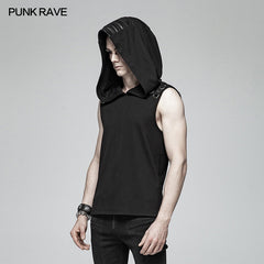 WT-564 Dark Punk Men Sleeveless T-shirt Hooded Vest?-??Punk Rave Clothing