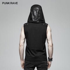 WT-564 Dark Punk Men Sleeveless T-shirt Hooded Vest?-??Punk Rave Clothing