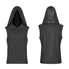 WT-564 Dark Punk Men Sleeveless T-shirt Hooded Vest?-??Punk Rave Clothing
