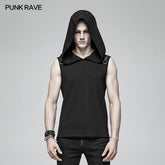 WT-564 Dark Punk Men Sleeveless T-shirt Hooded Vest?-??Punk Rave Clothing
