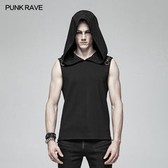 WT-564 Dark Punk Men Sleeveless T-shirt Hooded Vest?-??Punk Rave Clothing