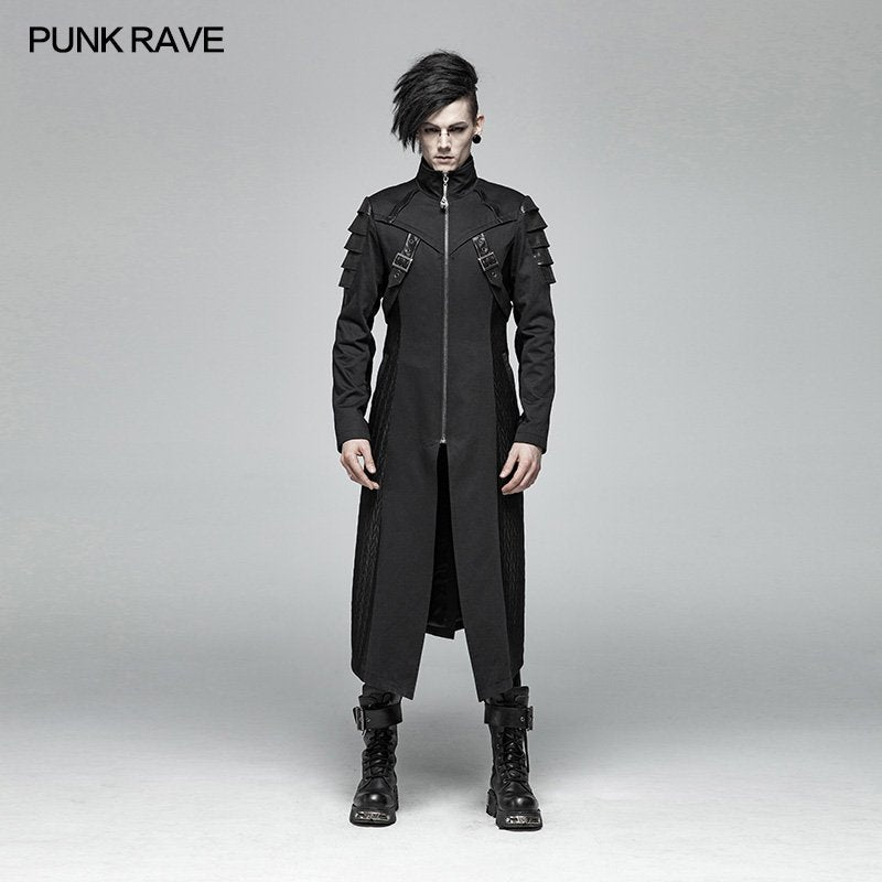 WY-999 Men Dark Punk Armor Jacket Long Handsome Coat?-??Punk Rave Clothing