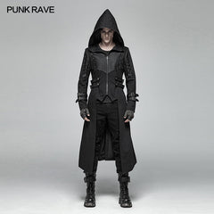 WY-1026 Men Punk Hooded Jacket Long Coat?-??Punk Rave Clothing
